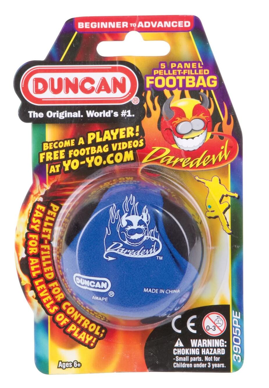 🔥DUNCAN Daredevil 5-Panel Pellet Filled Footbag BLACK/BLUE BNWT🔥